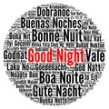 Good night word cloud in different languages