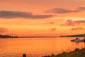 Good orange sunset over river Royalty Free Stock Photo