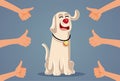 People Appreciating a Loyal Dog Vector Cartoon Illustration Royalty Free Stock Photo