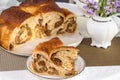 Good piece of traditional italian flavorous cake La Gubana. Royalty Free Stock Photo