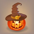 Good pumpkin in a witch hat for Halloween