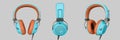 Good quality headphones in pastel blue and orange colors to represent outstanding and modern.