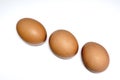 Line of brown chicken eggs Royalty Free Stock Photo