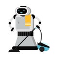 Good robot home assistant vacuuming. Vector illustration.