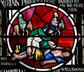 The Good Samaritan in stained glass Royalty Free Stock Photo