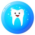 Healthy smiling tooth shining star icon vector. Teeth diastema closure. Royalty Free Stock Photo