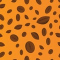 PrintSeamless pattern of coffee bean on orange background Royalty Free Stock Photo