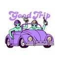 GOOD TRIP ALIENS IN A CAR COLOR WHITE