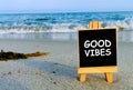 Good vibes sign board arrow.