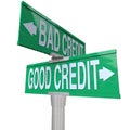 Good vs Bad Credit - Two-Way Street Sign Royalty Free Stock Photo