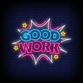 Good Work Neon Signs Style Text Vector Royalty Free Stock Photo