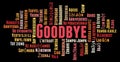 Goodbye in different languages word cloud concept on black Royalty Free Stock Photo