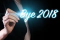 Goodbye 2018 with hand. New year is the first day of the year in the Gregorian calendar Royalty Free Stock Photo