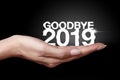 Goodbye 2019 with hand Royalty Free Stock Photo