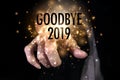 Goodbye 2019 with hand Royalty Free Stock Photo