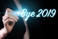 Goodbye 2019 with hand Royalty Free Stock Photo