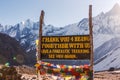 Goodbye sign at the Annapurna Base Camp, Nepal Royalty Free Stock Photo