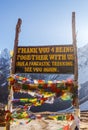 Goodbye sign at the Annapurna Base Camp, Nepal Royalty Free Stock Photo