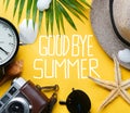 Goodbye Summer Text Flat Lay Traveling Holiday Vacation Yellow B