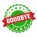 GOODBYE text on red green ribbon stamp Royalty Free Stock Photo
