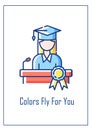 Goodbye to graduating seniors greeting card with color icon element