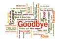 Goodbye Word Tag Cloud, how to say farewell Royalty Free Stock Photo