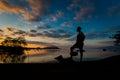 Man watching sunset on Mot Island Phuquoc Royalty Free Stock Photo