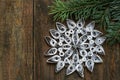 Goodly snowflake in quilling techniques for Christmas decoration Royalty Free Stock Photo