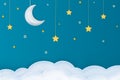 Goodnight paper arts with moon stars and clouds on a blue background Royalty Free Stock Photo