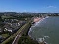 Goodrington, Torbay, South Devon, England: DRONE VIEW: Goodrington Sands on a sunny, summer day