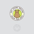 Waiting dog logo. Goods for pets emblem. Stuff for pets logo. Cute beige dog in a green circle. Royalty Free Stock Photo