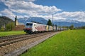 Goods train with class 189 through Oberaudorf Royalty Free Stock Photo