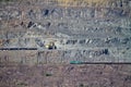 Goods train on the iron ore opencast mine Royalty Free Stock Photo