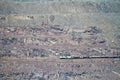 Goods train on the iron ore opencast mine Royalty Free Stock Photo