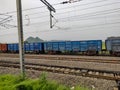 Goods train running on the track