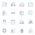 Goods Transport linear icons set. Delivery, Trucking, Logistics, Transport, Cargo, Shipping, Haulage line vector and Royalty Free Stock Photo