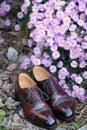 Goodyear welted mens wedding brogues patina dress shoes