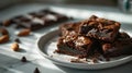 Gooey brownies with crackly top. Rich, fudgy squares boasting intense cocoa flavor, heavenly aroma Royalty Free Stock Photo