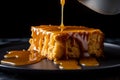 Gooey cake drizzled with melted caramel. Generate ai