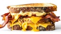 Gooey, melted cheese on a grilled cheese sandwich with bacon. AIG51A Royalty Free Stock Photo