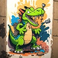 goofy dinosaur cartoon character graffiti style marker draw