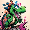 goofy dinosaur cartoon character graffiti style marker draw