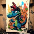 goofy dinosaur cartoon character graffiti style marker draw