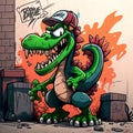 goofy dinosaur cartoon character graffiti style marker draw