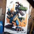 goofy dinosaur cartoon character graffiti style marker draw