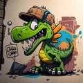 goofy dinosaur cartoon character graffiti style marker draw