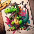 goofy dinosaur cartoon character graffiti style marker draw