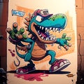 goofy dinosaur cartoon character graffiti style marker draw