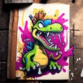 goofy dinosaur cartoon character graffiti style marker draw