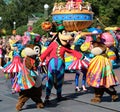 Goofy and friends in a street parade at Disneyworld